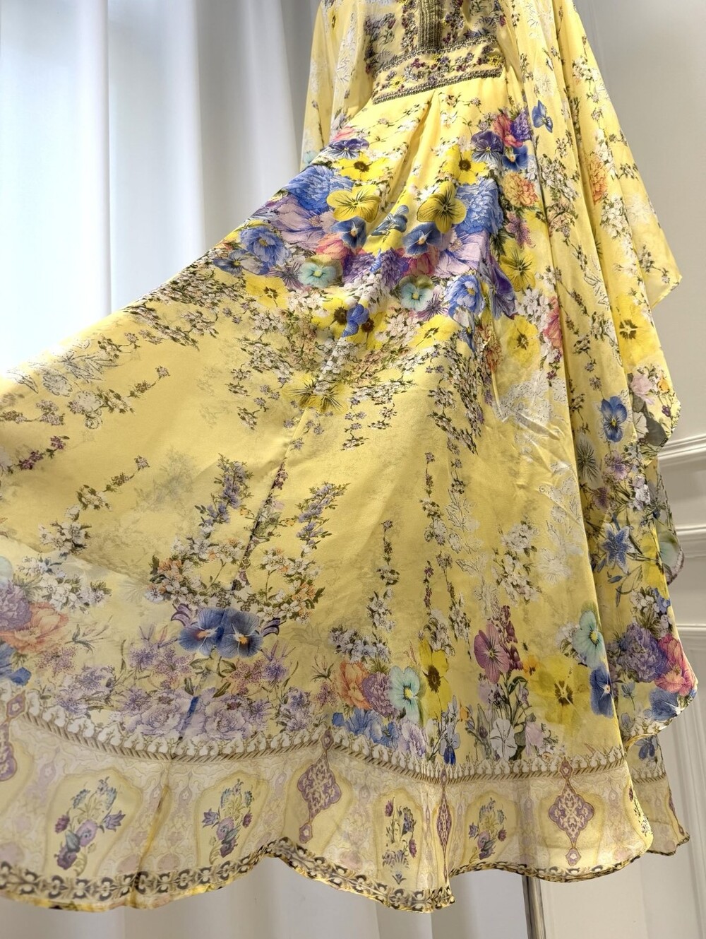 Camilla Long Kaftan Dress With Waist Detail In Darling Buds - Picture 11 of 16